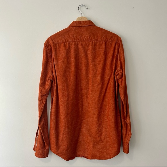 Zara Man Brushed Cotton Oxford Shirt Size L Orange - Picture 2 of 4